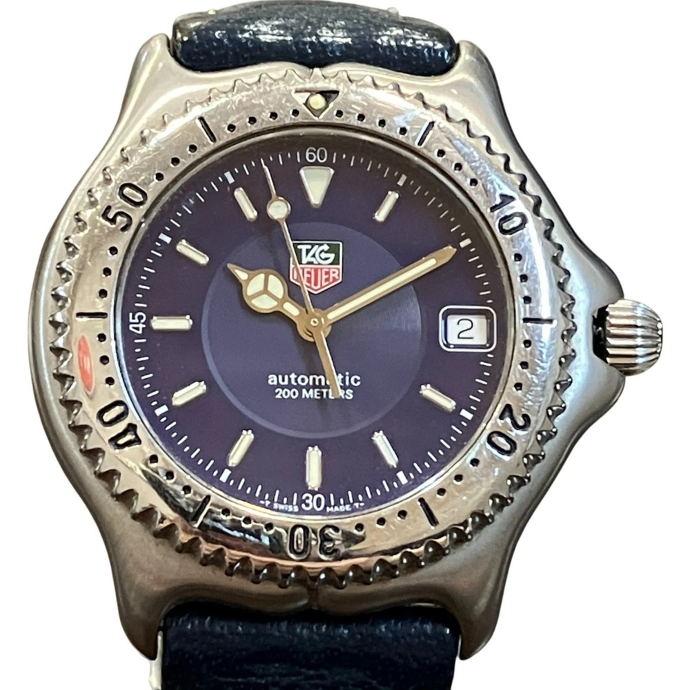 TAG Heuer automatic watch, 70.2g total weight, stainless steel, genuine leath...